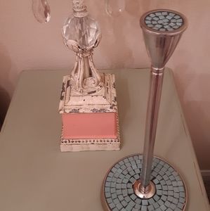 NuSteel Silver and Aqua Mosaic Paper Towel Holder